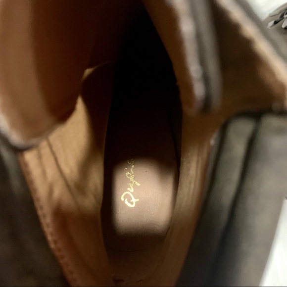 Qupid Nubuck PU Khaki Lace Up Heel Booties - Picture 6 of 8